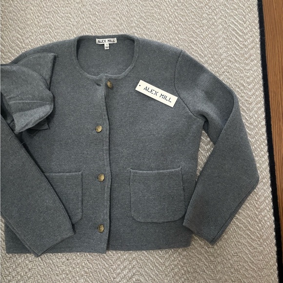 Alex Mill Gray Knit Sweater jacket new S small - Picture 3 of 4